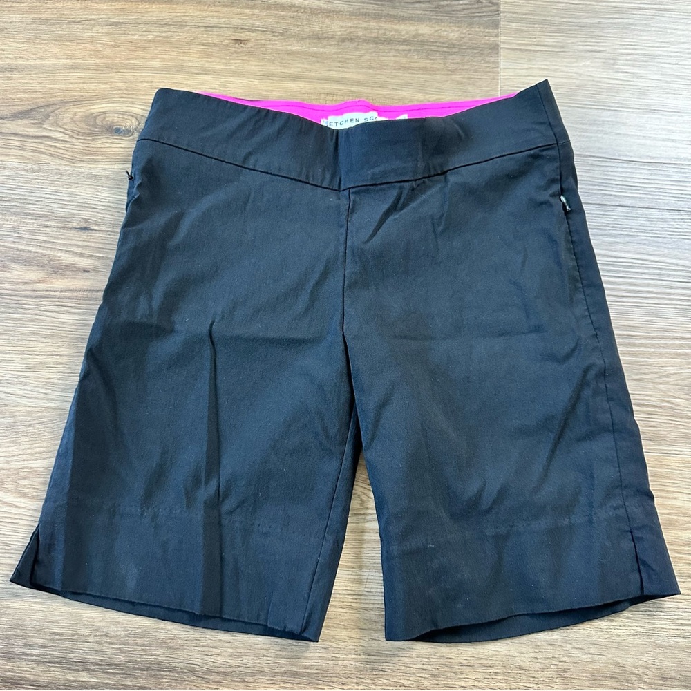 Gretchen Scott Pull On Shorts Size‎ Small Black Bermuda Stretch Classic 9”